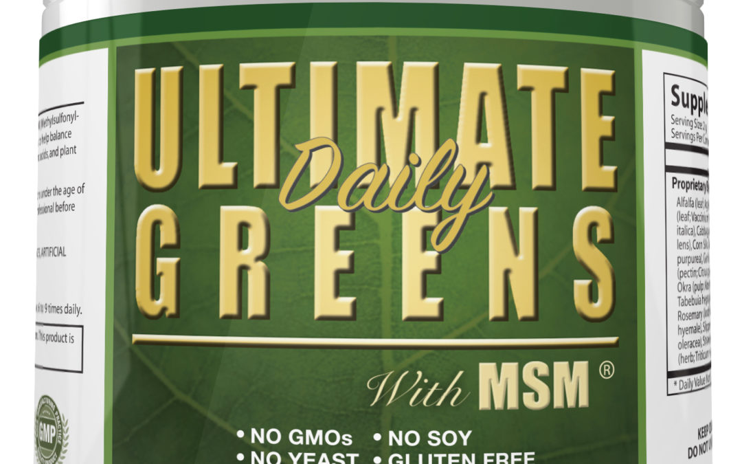 Ultimate Daily Greens with MSM Powder Vegetable Alkalizing Drink 2000mg 8oz (1 month supply)