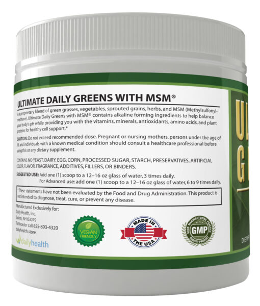 ultimate daily greens with msm alkalize powder drink